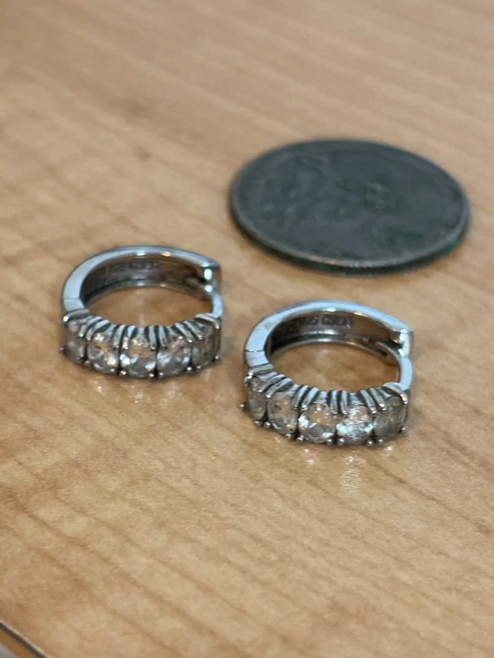 sterling Silver Crystal Huggie Earrings - Home Storage & Organization Accessory